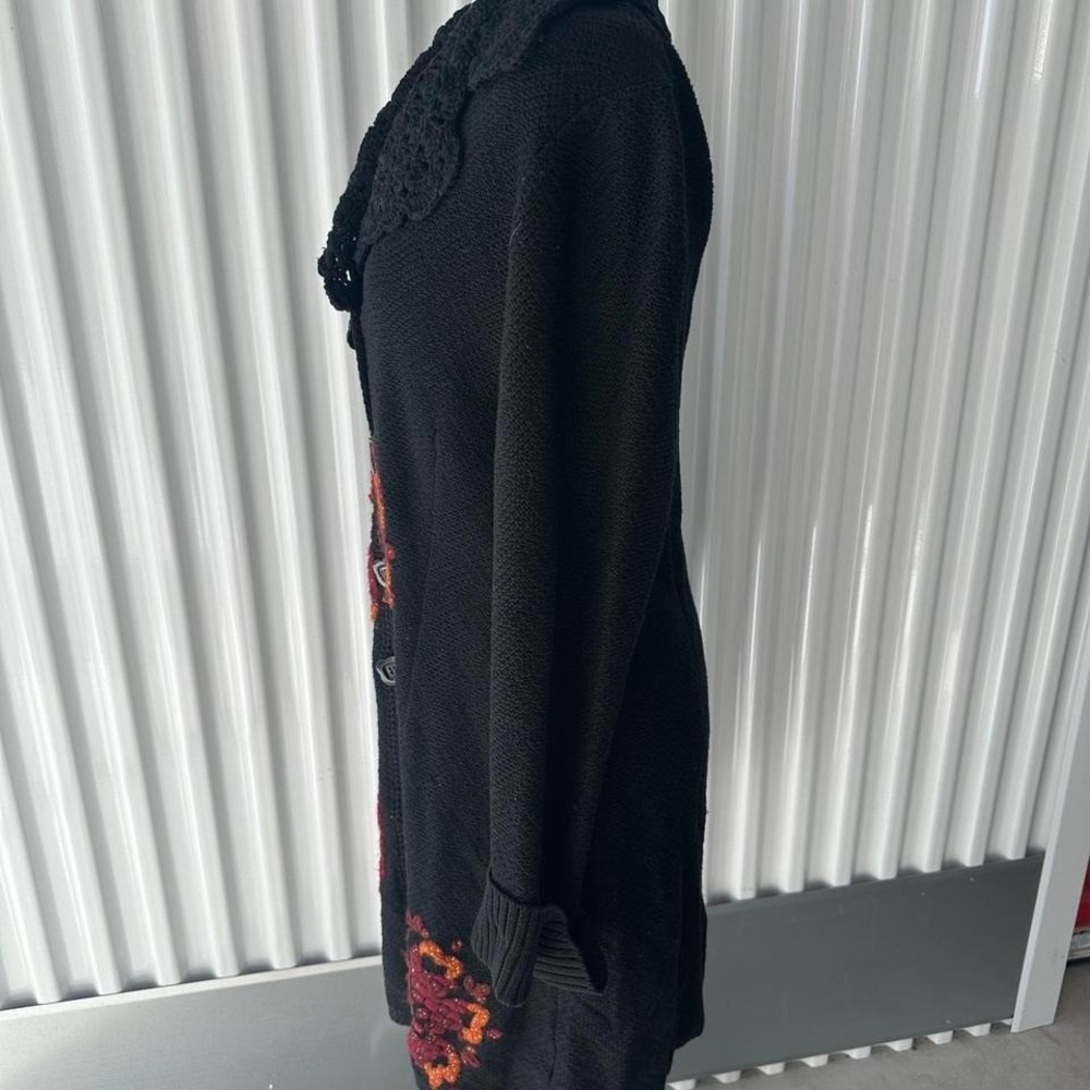Stunning 90s Vintage Michael Simon Long Embroidered Floral Cardigan - Size M/L - Picture 5 of 7